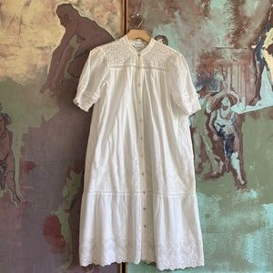 Madewell WVN white organic cotton eyelet button down dress size medium M